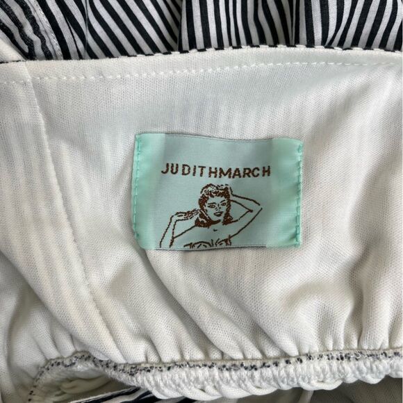 Judith March Stripe Ruffle Racerback Rosette Hem Black White Dress Women Large - Picture 8 of 15